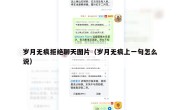 岁月无痕拒绝聊天图片（岁月无痕上一句怎么说）