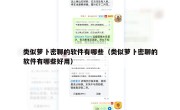 类似萝卜密聊的软件有哪些（类似萝卜密聊的软件有哪些好用）