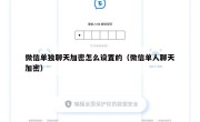 微信单独聊天加密怎么设置的（微信单人聊天加密）