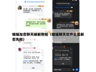 蝙蝠加密聊天破解教程（蝙蝠聊天软件总是解密失败）