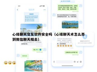 心缘聊天交友软件安全吗（心缘聊天术怎么弄到微信聊天框去）