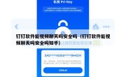 钉钉软件能视频聊天吗安全吗（钉钉软件能视频聊天吗安全吗知乎）