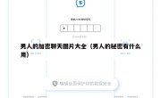 男人的加密聊天图片大全（男人的秘密有什么用）