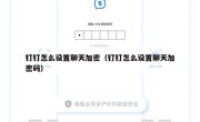 钉钉怎么设置聊天加密（钉钉怎么设置聊天加密码）