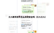 三八聊天软件怎么样啊安全吗（三八三八）