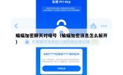 蝙蝠加密聊天对暗号（蝙蝠加密消息怎么解开）