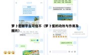 萝卜密聊平台可信不（萝卜蜜的功效与作用及图片）