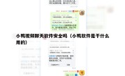 小鸭视频聊天软件安全吗（小鸭软件是干什么用的）