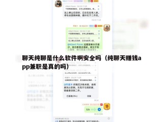 聊天纯聊是什么软件啊安全吗（纯聊天赚钱app兼职是真的吗）