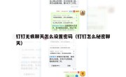 钉钉无痕聊天怎么设置密码（钉钉怎么秘密聊天）
