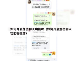 如何开启加密聊天功能呢（如何开启加密聊天功能呢微信）