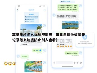 苹果手机怎么样加密聊天（苹果手机微信聊天记录怎么加密防止别人查看）