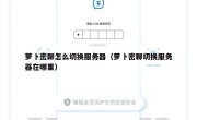 萝卜密聊怎么切换服务器（萝卜密聊切换服务器在哪里）