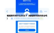 蝙蝠聊天有什么办法下（蝙蝠聊天真的安全吗）