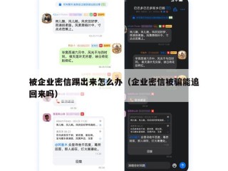 被企业密信踢出来怎么办（企业密信被骗能追回来吗）