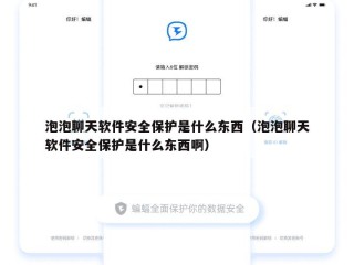 泡泡聊天软件安全保护是什么东西（泡泡聊天软件安全保护是什么东西啊）
