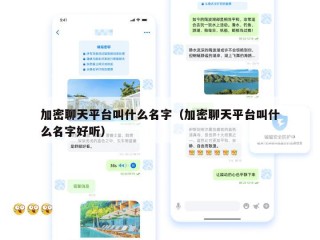 加密聊天平台叫什么名字（加密聊天平台叫什么名字好听）