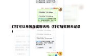 钉钉可以单独加密聊天吗（钉钉加密聊天记录）