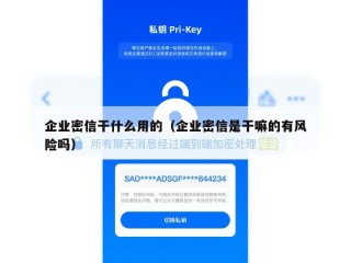 企业密信干什么用的（企业密信是干嘛的有风险吗）