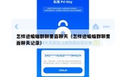 怎样进蝙蝠群聊里面聊天（怎样进蝙蝠群聊里面聊天记录）