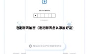 泡泡聊天加密（泡泡聊天怎么添加好友）