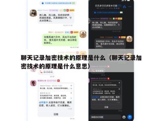聊天记录加密技术的原理是什么（聊天记录加密技术的原理是什么意思）