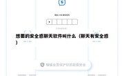 想要的安全感聊天软件叫什么（聊天有安全感）