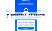 萝卜密聊被服务器封禁（萝卜+专业聊天软件）
