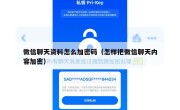 微信聊天资料怎么加密码（怎样把微信聊天内容加密）