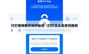 钉钉视频聊天如何加密（钉钉怎么设密码视频）