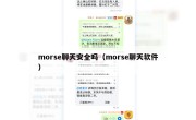 morse聊天安全吗（morse聊天软件）