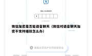 微信加密是否能语音聊天（微信对语音聊天加密不支持播放怎么办）