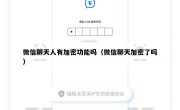 微信聊天人有加密功能吗（微信聊天加密了吗）