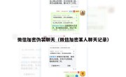 微信加密伪装聊天（微信加密某人聊天记录）