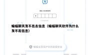 蝙蝠聊天发不出去信息（蝙蝠聊天软件为什么发不出信息）