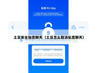 土豆安全加密聊天（土豆怎么取消私密聊天）