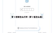 萝卜密聊怎么打开（萝卜蜜怎么做）