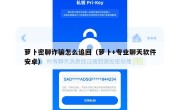 萝卜密聊诈骗怎么追回（萝卜+专业聊天软件安卓）