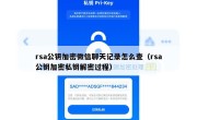 rsa公钥加密微信聊天记录怎么查（rsa公钥加密私钥解密过程）