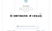 萝卜密聊下载文件夹（萝卜密怎么吃）