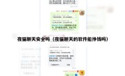 夜猫聊天安全吗（夜猫聊天的软件能挣钱吗）