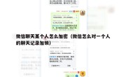 微信聊天某个人怎么加密（微信怎么对一个人的聊天记录加锁）