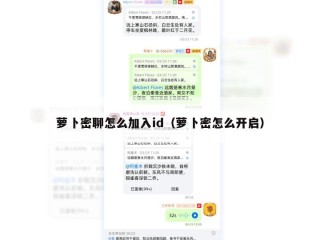 萝卜密聊怎么加入id（萝卜密怎么开启）