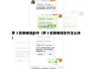 萝卜密聊赚钱软件（萝卜密聊赚钱软件怎么样）