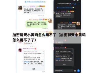 加密聊天小黄鸡怎么用不了（加密聊天小黄鸡怎么用不了了）