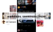 企业保密信息化（企业保密信息化工作总结）