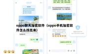 oppo聊天加密软件（oppo手机加密软件怎么找出来）