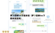 萝卜密聊ios下载安装（萝卜密聊ios下载安装官网）