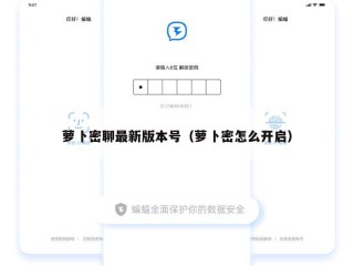 萝卜密聊最新版本号（萝卜密怎么开启）
