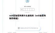 usb型加密狗用什么通讯的（usb加密狗制作教程）